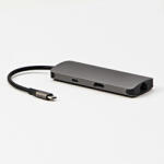 All New USB 3.1 Type-C dokkolóállomás szürke, teljesen új, HDMI, RJ45, microSD, USB C (PD), 2x USB3.0