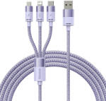 Baseus StarSpeed 3 az 1-ben Töltő Kábel USB - USB-C + Micro + Lightning 3, 5A, 1, 2m, Lila (CAXS0000