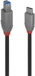 Lindy 36666 USB Type-C Apa - USB Type-B Apa Adatkábel - 1 m, Fekete