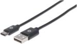 Manhattan 354936 USB-A Apa - USB-C Apa 2.0 Adat és Töltő Kábel - 3 m, Fekete