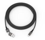  Smrter Speedy 2in1 USB-A/USB-C Apa - Lightning Apa 2.0 Töltőkábel - 1 m, Fekete