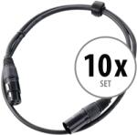 Pronomic XFXM Stage-1 Mikrofonkábel XLR 1 m Fekete, 10 darabos készlet (KST30839)