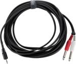 Pronomic Stage JM2JS-6 Hangkábel 1/8" Sztereó Jack / 2x 1/4" Mono Jack 6 m Fekete (KST72086)