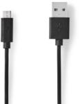 Nedis CCGL60500BK30 USB-A Apa - MicroUSB-B Apa 2.0 Adat és Töltő Kábel - 3 m, Fekete