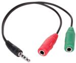 Akyga AV-08 kábel - Audio elosztó kábel, mikrofon és fejhallgató végekkel / jack (3.5mm) csatlakozó - fekete/zöld/piros