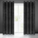 EUROFIRANY Villa bársony sötétítő függöny Fekete 140x250 cm