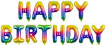 PartyDeco Balon din folie Happy Birthday - curcubeu
