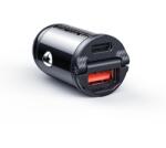 ROCK autós töltő H18 Mini - USB + Type C - 30W 3A fekete