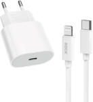 ROCK hálózati töltő T18 Sugar Cube sorozat GaN - Type C - QC 3.0 PD 20W Type C - Lightning kábellel fehér