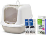SAVIC Savic Nestor XXL macskatoalett-mokka/ fehér + 2 db csereszűrő + 6db Bag it Up Jumbo alátét
