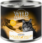Wild Freedom 6x200g Wild Freedom Adult Sterilised Golden Valley - nyúl & csirke gabonamentes nedves macskatáp