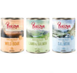 Purizon 6x400g Purizon Adult gabonamentes nedves macskatáp- Vegyes csomag (2 x vaddisznó, 2 x lazac, 2 x bárány)