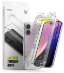 Ringke Folie de protectie Ecran Ringke Easy Slide pentru Apple iPhone 16 / 15, Sticla Securizata, Full Glue, Set 2 bucati, Neagra