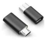 Gigapack Adapter (microUSB aljzat - Type-C, adatátvitel és töltés) FEKETE