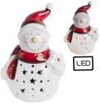 Iris porcelán piros/fehér hóember, ledes (181377)