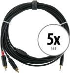 Pronomic 5 Darabos Készlet Pronomic Stage J3RC-6m audio kábel 3.5mm sztereó jack 6m fekete (KST55999)