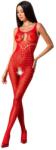 Passion BS078 - pöttyös, nyitott overál - piros (S-L) - sexshopcenter