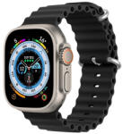 Apple Watch 1-6, SE, SE (2022) (42 / 44 mm) / Watch 7-8 (45 mm), szilikon pótszíj, állítható, hullámos kialakítás, Dux Ducis, fekete