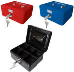 Office Art Pénzkazetta 15, 2x11, 5x8 Cm Piros Kulcsos 6 Rekeszes Érmetartó Tálcával (JLCX0002)