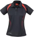 SPIRO Tricou polo sport pentru femei Team Spirit - Neagră / roșie | XL (SPIRO-S177F-1000156447)