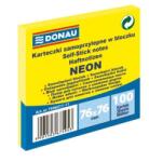 DONAU neon jegyzettömb, 76 x 76 mm, sárga, 100 lap