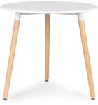  Skandináv kerek étkezőasztal, 80 cm, matt fehér MDF lap, bükkfa láb (KJZB201-80)