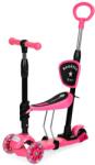 ECOTOYS 4 az 1-ben háromkerekű roller állítható üléssel, kormánnyal, háttámlával, vezetővel, rózsaszín (YM-SW-6 PINK)