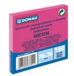 DONAU Öntapadós jegyzettömb Donau neon, 76 x 76 mm, rózsaszín, 100 lap