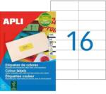 APLI Színes címkék 105x37 mm APLI A4 100 lap sárga