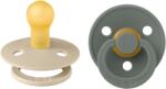 BIBS - Set 2 suzete Colour Latex, tetina rotunda, 0 luni +-Vanilla/Pine