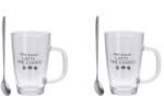 Excellent Houseware Set Latte Machiatto Excellent Houseware, sticla termorezistenta otel inoxidabil, 7.8x12 cm, 300 ml, transparent argintiu (KO-YE7100310)
