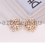  Hatvirágos fülbevaló strasszokkal arany-fehér (327531)