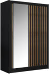 TEMPO KONDELA Tolóajtós szekrény, fekete/craft tölgy, 150x215 cm, LADDER