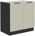 TEMPO KONDELA Alsó szekrény, cashmere/fekete, ARAKA 80 D 2F BB - smartbutor