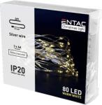 Entac Karácsonyi beltéri drótfüzér, 80 LED, meleg fehér, 4m (3x AA) (ECL-S80WW) (ECL-S80WW)