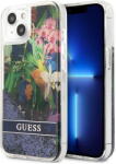 GUESS Husa Husa de protectie Guess Liquid Glitter Flower Case pentru iPhone 13 mini, Albastru (GUHCP13SLFLSB) - vexio