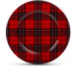 Family Christmas Karácsonyi tálca, fém, kockás, 33 cm (58555B) (58555B)