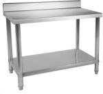 Royal Catering Rozsdamentes acél munkaasztal - ECO - 120 x 60 cm - 400 kg - hátsó perem - Royal Catering- Royal Catering (RCAT-120/60-S)