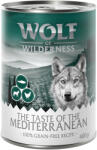 Wolf of Wilderness 24x400g Wolf of Wilderness Adult 'Triple Taste' Mediterranean - bárány, csirke, pisztráng nedves kutyatáp