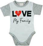 Asti Love my family" feliratos rövid ujjú baba body fehér