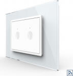 LIVOLO Intrerupator dublu Livolo wireless cu touch rama din sticla standard Italian Alb (vl-fc2r-3wp-11)