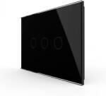 LIVOLO Intrerupator triplu cu touch Livolo din sticla standard italian Negru (VL-FC3-3G-12)