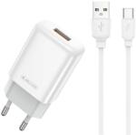 Jellico Fali töltő 2.4A USB + USB - USB-C kábel Jellico EU01 fehér