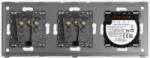 Luxion Intrerupator Triplu si 2 Prize cu Rama din Sticla LUXION Alb (LX-ST-301/2MP010-W)