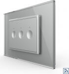 LIVOLO Intrerupator triplu Livolo wireless cu touch rama din sticla standard Italian Gri (vl-fc3r-3ip-15)