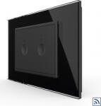 LIVOLO Intrerupator dublu Livolo wireless cu touch rama din sticla standard Italian Negru (vl-fc2r-3bp-12)