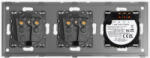 Luxion Intrerupator Dublu cu 2 Prize cu Rama din Sticla LUXION Alb (LX-ST-201/2MP010-W)