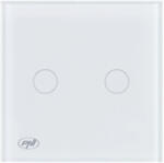 PNI Intrerupator cap scara si cap cruce dublu cu touch PNI CS202W 800W indicator LED sticla Alb (PNI-CS202W)