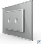 LIVOLO Intrerupator dublu Livolo wireless cu touch rama din sticla standard Italian Gri (vl-fc2r-3ip-15)