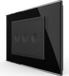 LIVOLO Intrerupator triplu Livolo touch rama din sticla standard Italian Negru (vl-fc3-3bp-12)